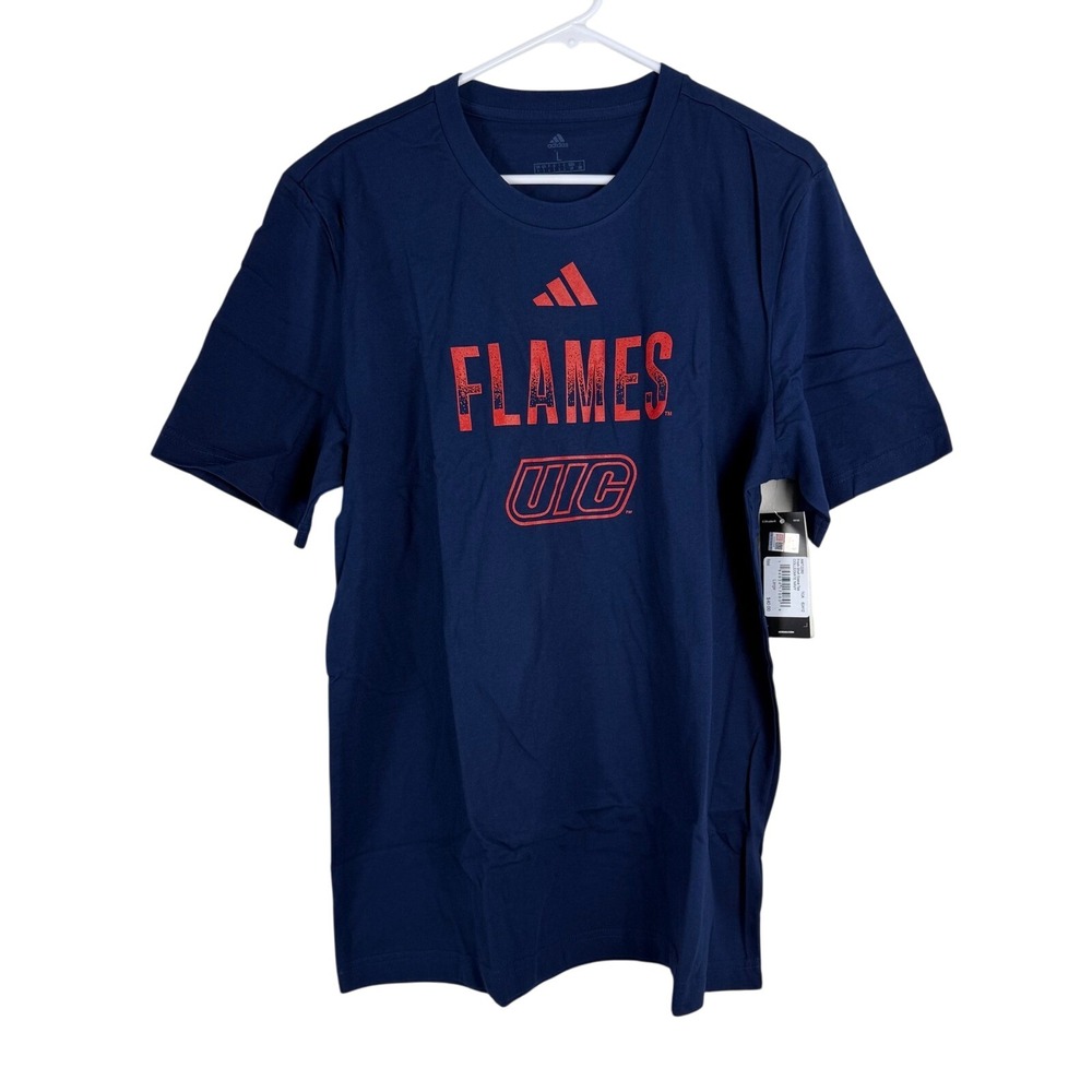 Adidas UIC Flames University of Illinois Chicago Mens Large Short Sleeve Tee NEW